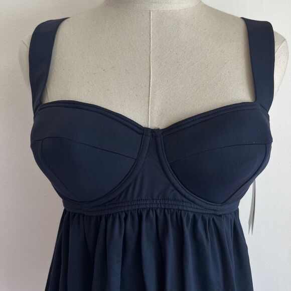 Michael Michael Kors Babydoll Tankini Top Navy Medium | Underwire Swimsuit Suppo - Picture 3 of 13